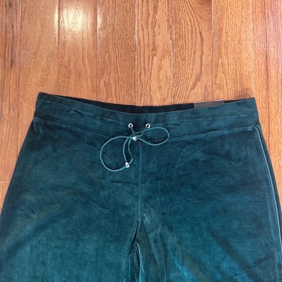 NWT  avenue WOMEN DARK GREEN VELVET PANTS wide legs ELASTIC WAIST IN SIZE 14/16 - Picture 2 of 8